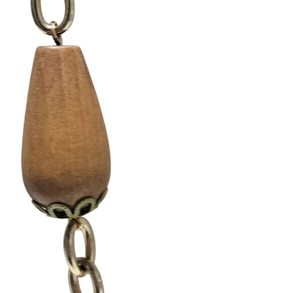 Handcrafted Beaded Gold Tone Chain Necklace Mixed Beads Decorative Charms Women - Picture 4 of 7